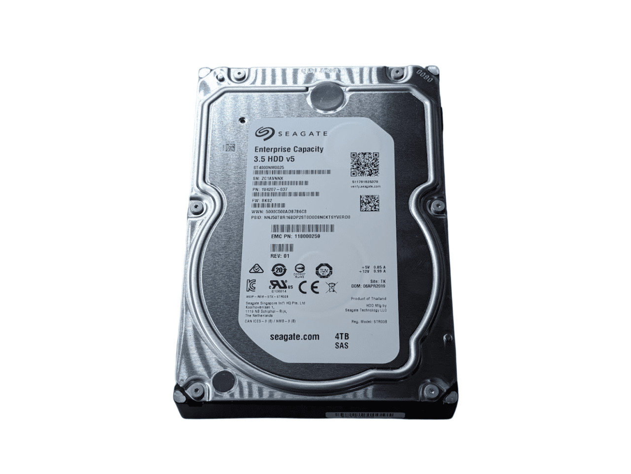 Seagate 4TB 1V4207-037 SAS Server 12Gb/s Hard Drive EMC 118000259 ST4000NM0025