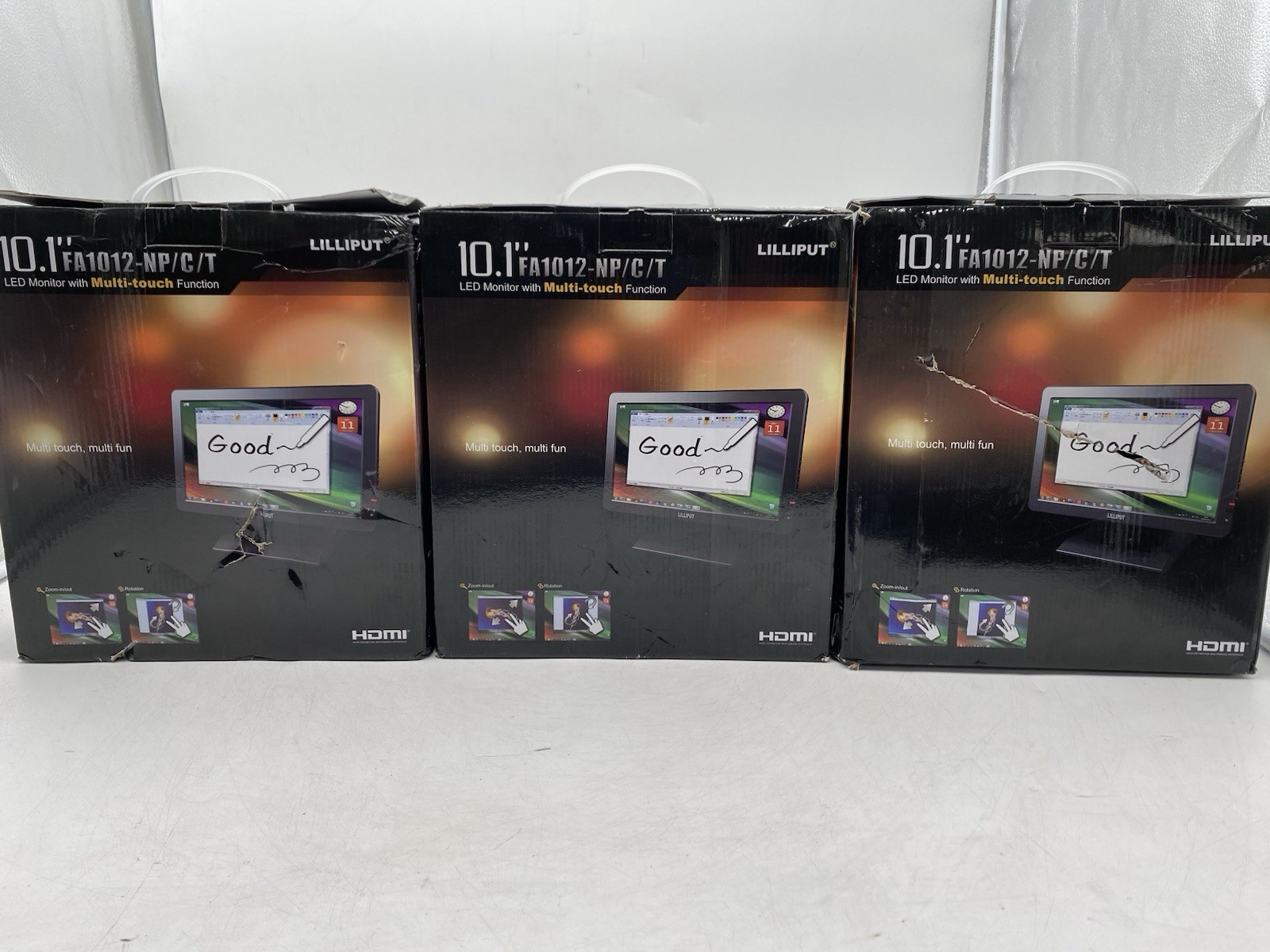 Lot of 3 Lilliput FA1012-NP/C/T 10.1" Capacitive Multi-Touch Screen HDMI USB