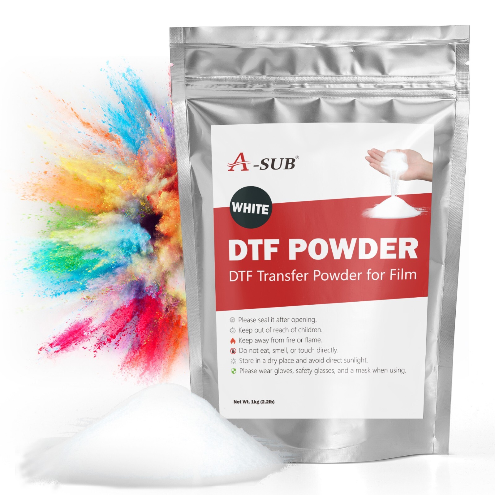 A-SUB DTF Powder for Sublimation,  33 LB Bulk White DTF Powder, 15 Packs