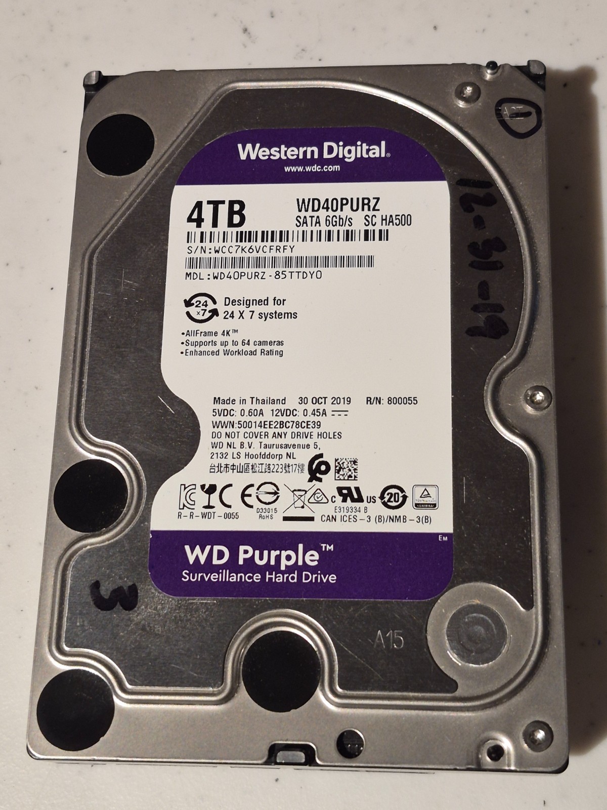 Western Digital Purple 4TB Internal 3.5" HDD WD40PURZ/X Tested Passed SMART
