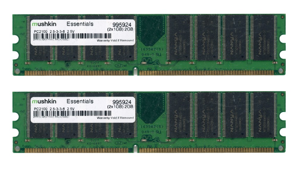 MEMORY MUSHKIN 2GB 2x1GB DDR PC2100 266MHz 995924 Non-ECC