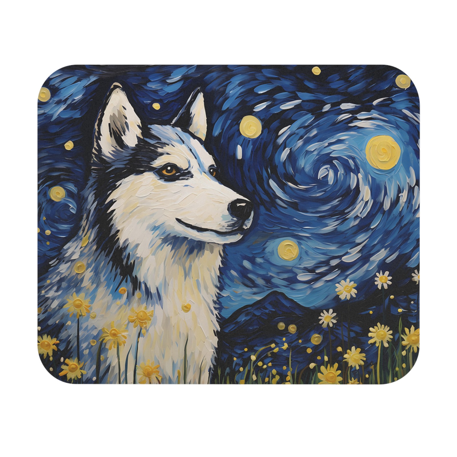 Starry Night Husky Dog Mouse Pad, Creative Desk Accessory, Gift for Animal 