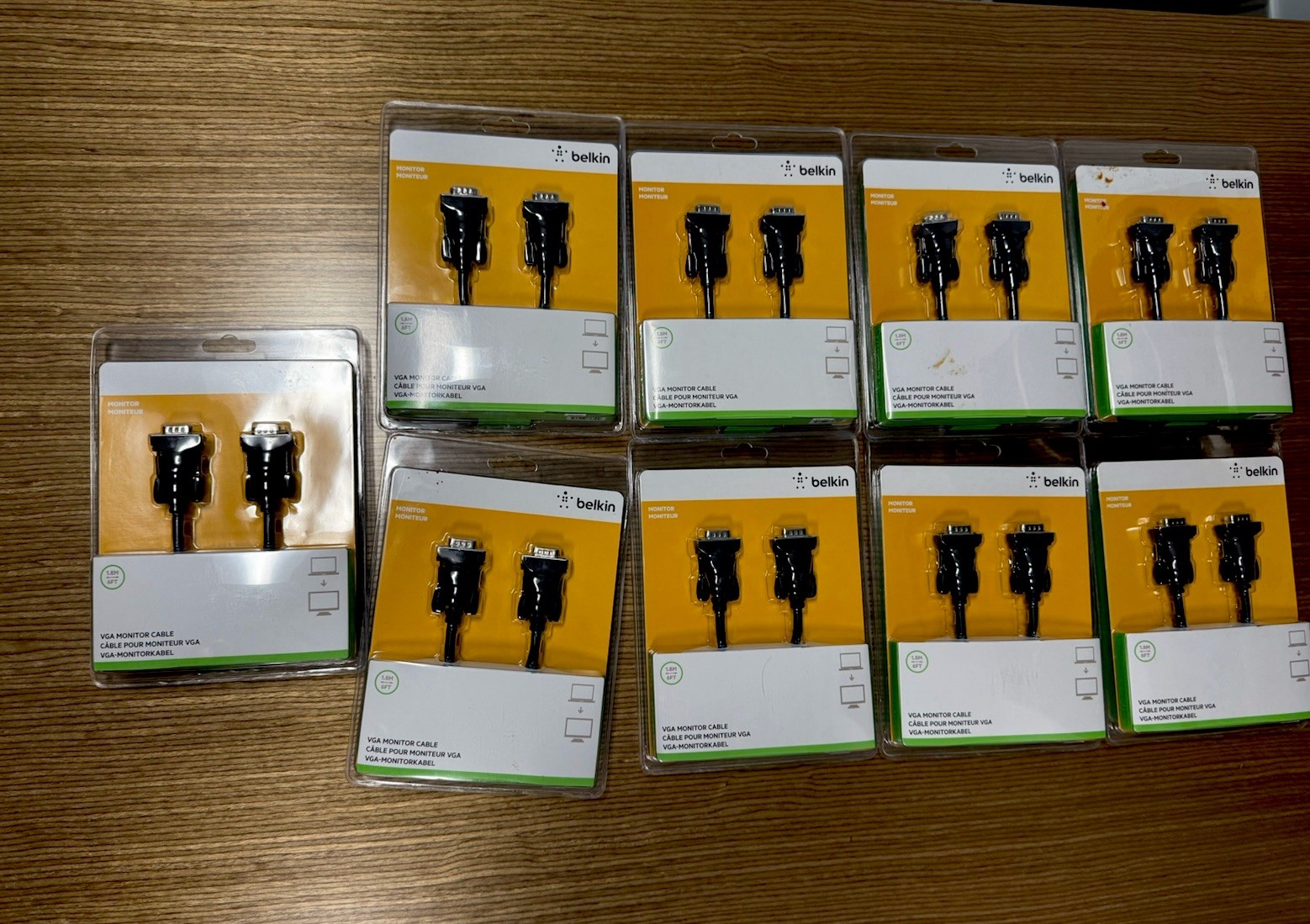 Lot of 9 Belkin F2N028bt1.8M 6' VGA/SVGA HDDB15 M/M Video Monitor Cable - New