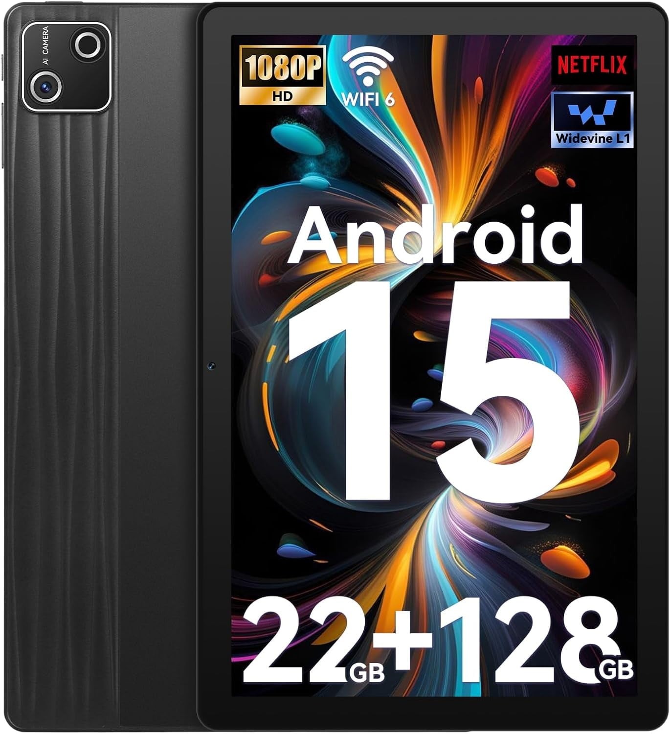 2025 Latest Android 15 Tablet,Tablet 10 Inch with 22GB + 128GB + 1TB TF,Black