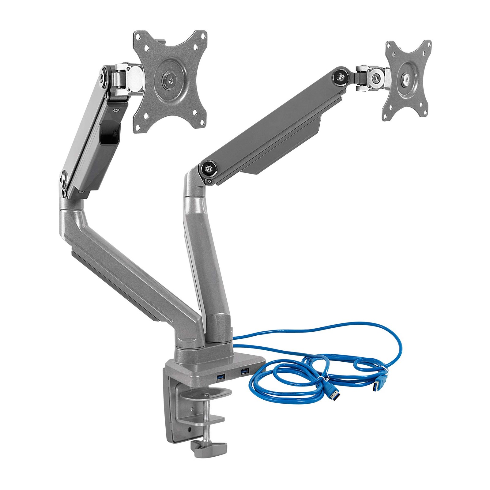 Mount-It Dual Monitor Desk Mount USB 3.0 Ports, Full Motion Dual Monitor Stand