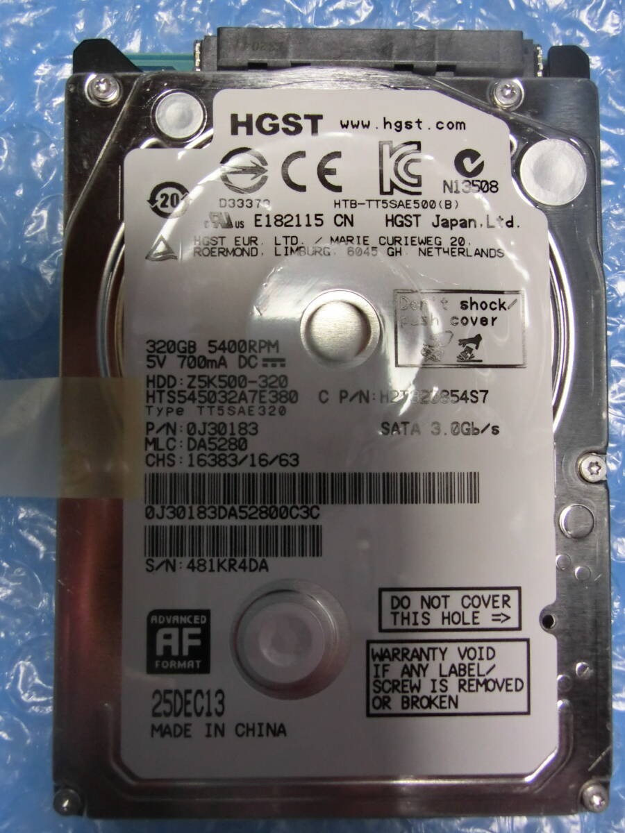 [Used] HGST HTS545032A7E380 320GB/8MB 9144 hours used Management number:D165