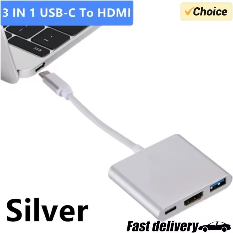 3 in 1 USB-C To USB 4K HDMI PD Adapter Converter Compatible Splitter for Samsung