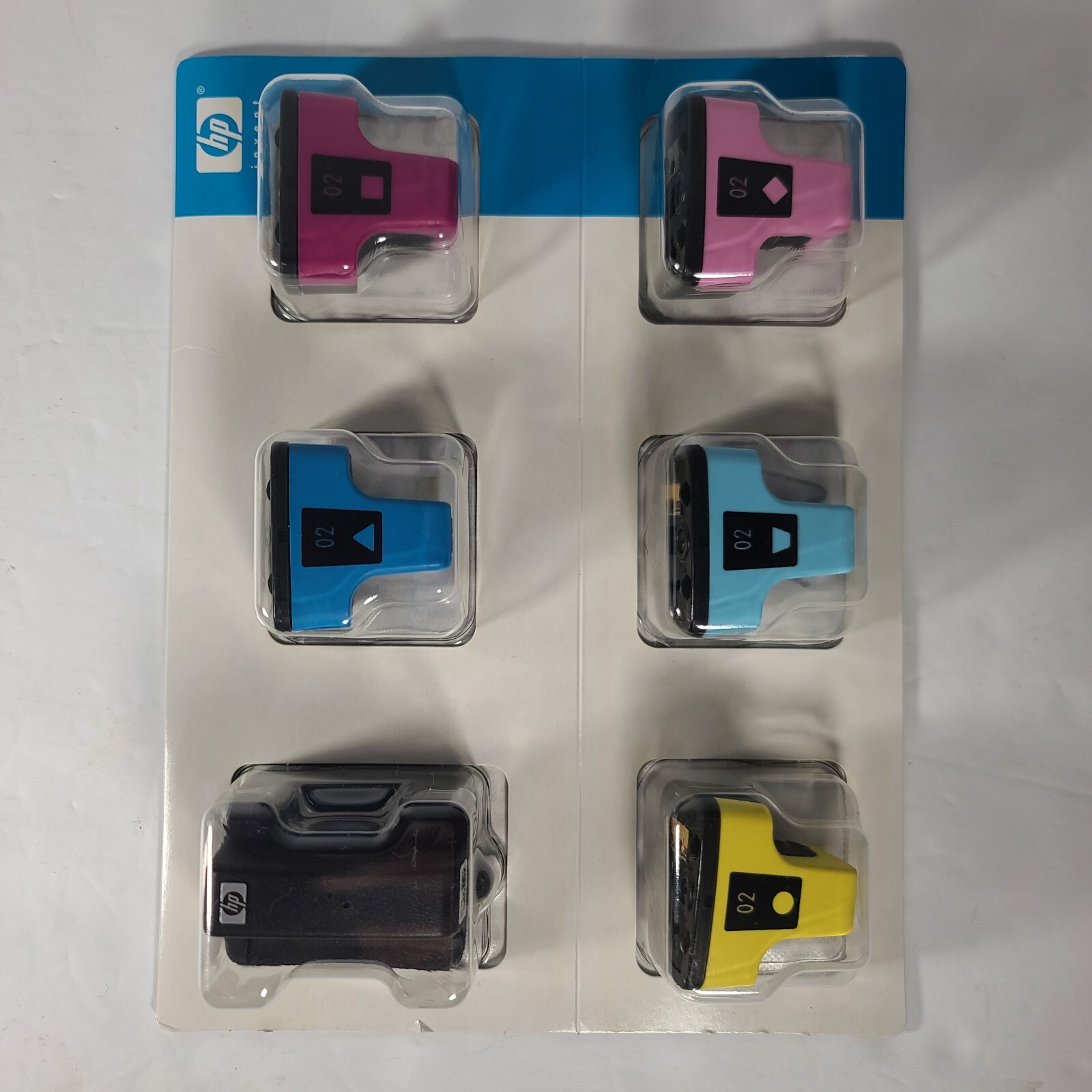 New Genuine HP 02 Set of 6 Cyan Magenta Yellow Black Lt Cyan Lt Magenta Expired