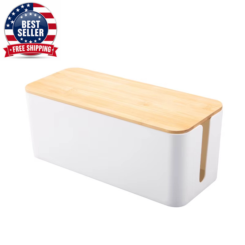 Cable Storage Box Power Strip Case Wooden Power Line Wire Management Organizer A