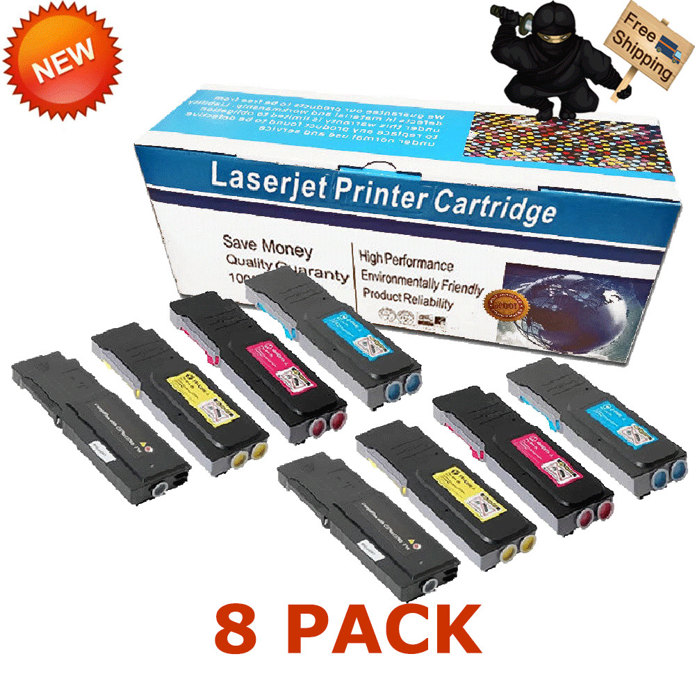 8pk for Dell C3760dn C3765 Extra HY Black & Color Printer Toner Cartridge Set