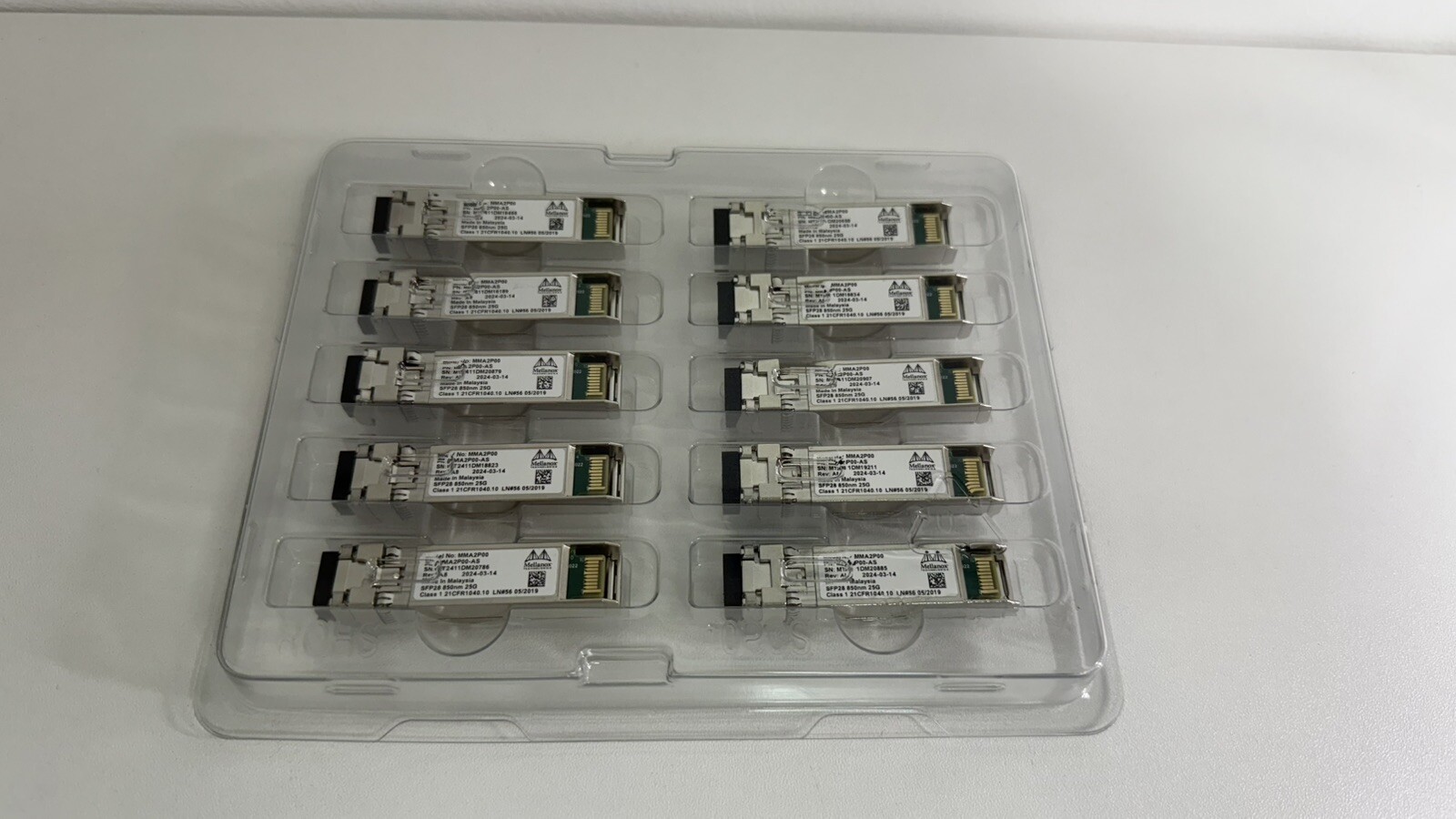 Mellanox 25GbE SFP28 LC-LC 850nm SR up to 100m Optical Transceiver 10-pack