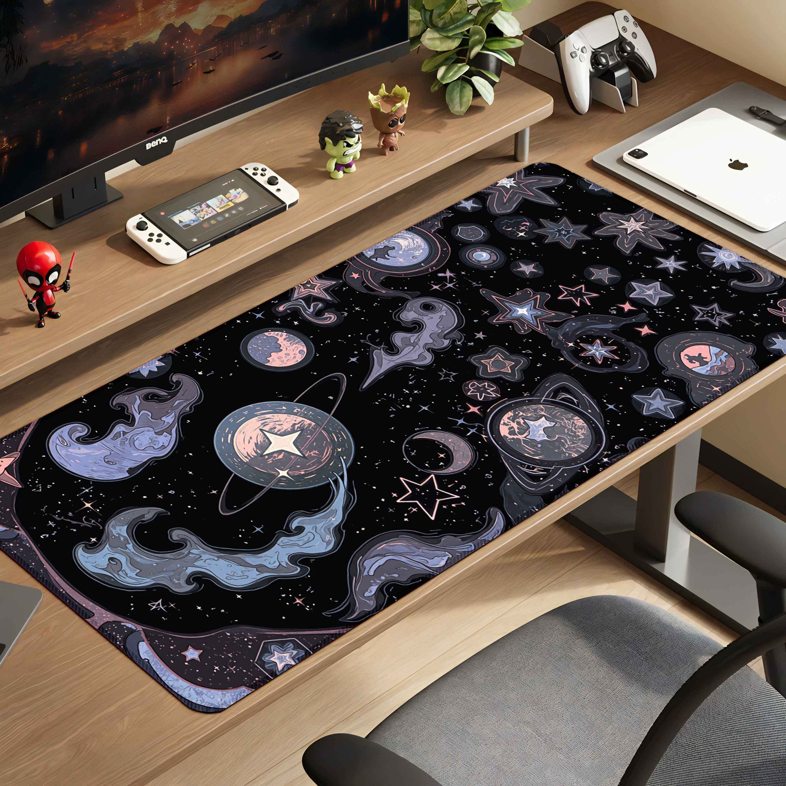 Extra-Large Mouse Pad, Galactic Dreams A Whimsical Journey Through The Cosmos,