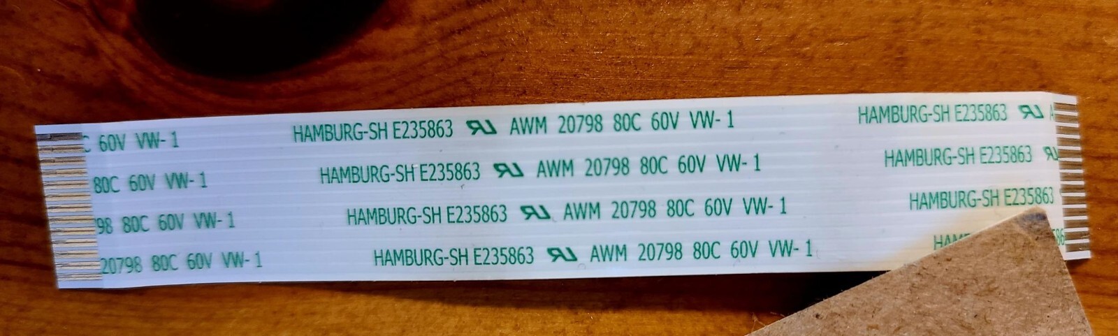 HAMBURG-SH E235863 AWM 20798 80C 60V VW-1 Ribbon Cable  3-1/2" X 9/16"  13-Pin