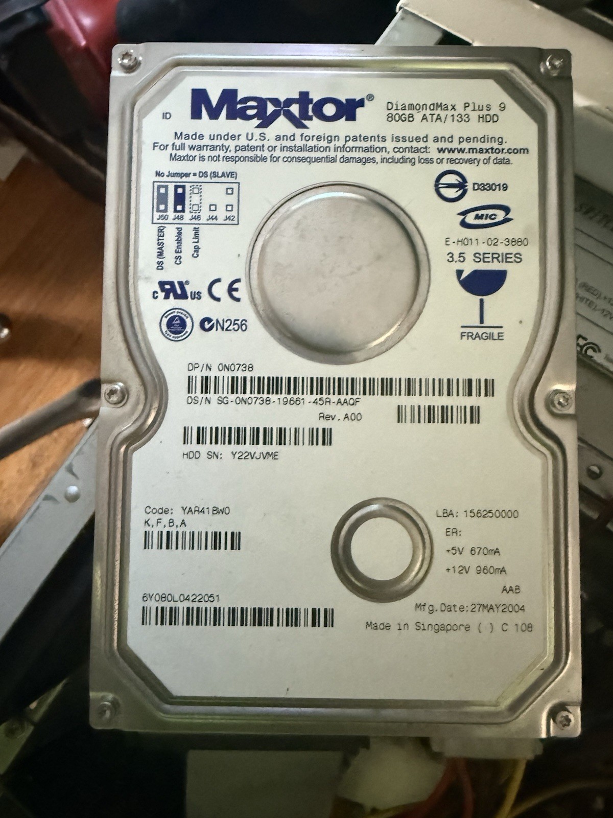 Maxtor Diamondmax Plus 9 80GB Hard Drive ATA/133 HDD - Tested