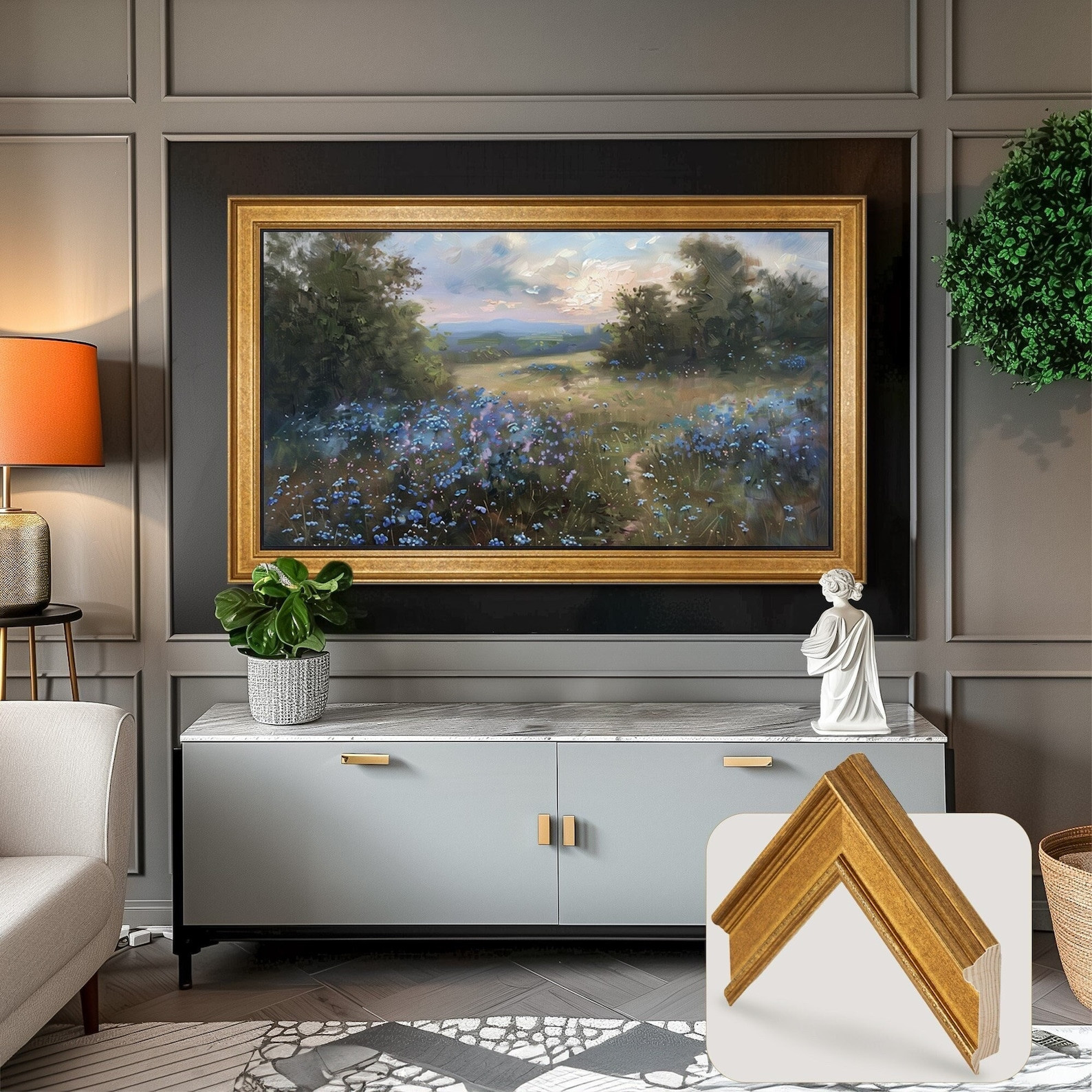 Antique Gold Leaf for Samsung The Frame TV 32, 43, 50, 55, 65, 75, 85 inch