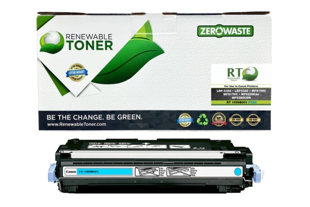 2 Pack Renewable Toner Compatible With CANON 111  RT 1659B001 Cyan Retail $95