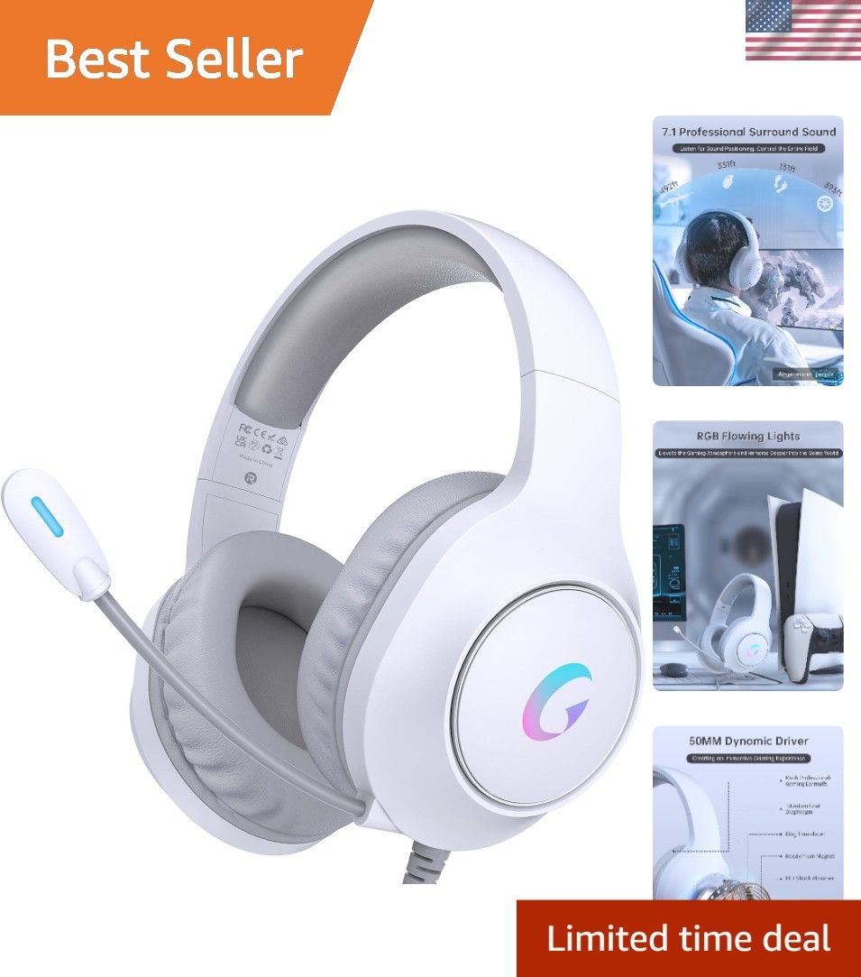 CM7002 7.1 Surround Sound Gaming Headset - Perfect for PS5, Xbox, and PC Gamers
