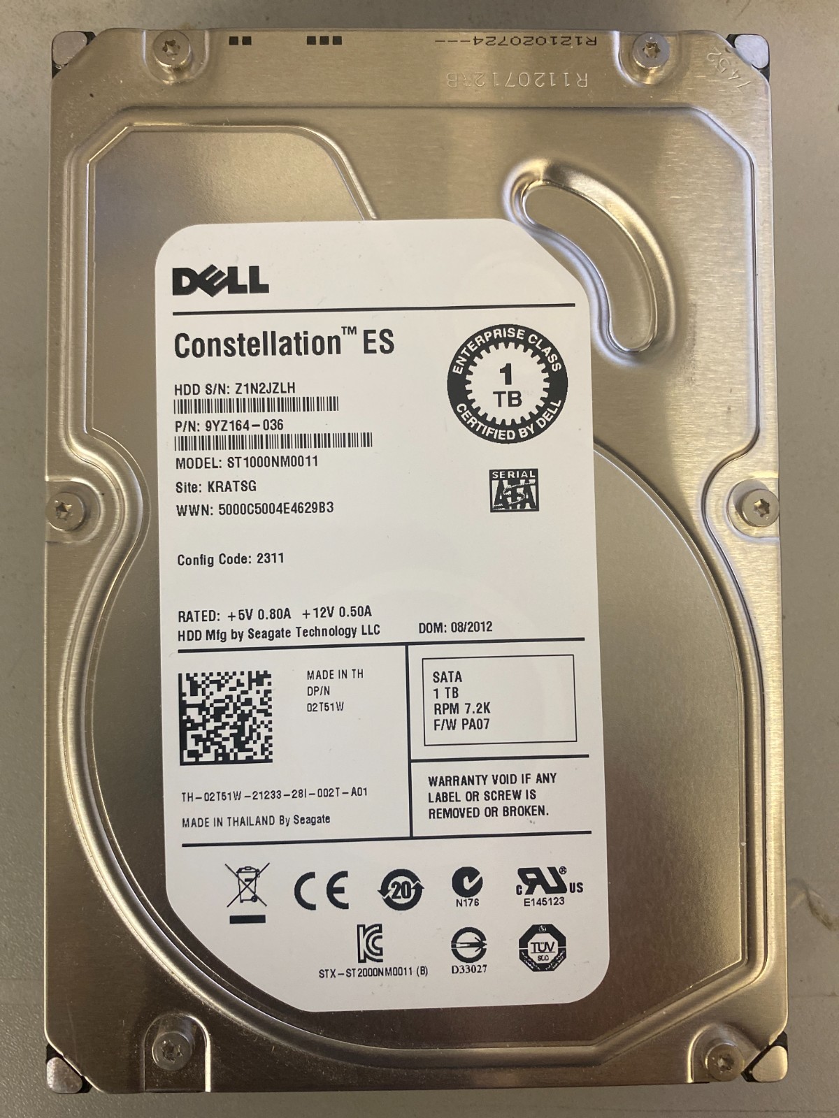 Seagate/Dell Constellation ES ST1000NM0011 1TB 3.5in SATA HDD