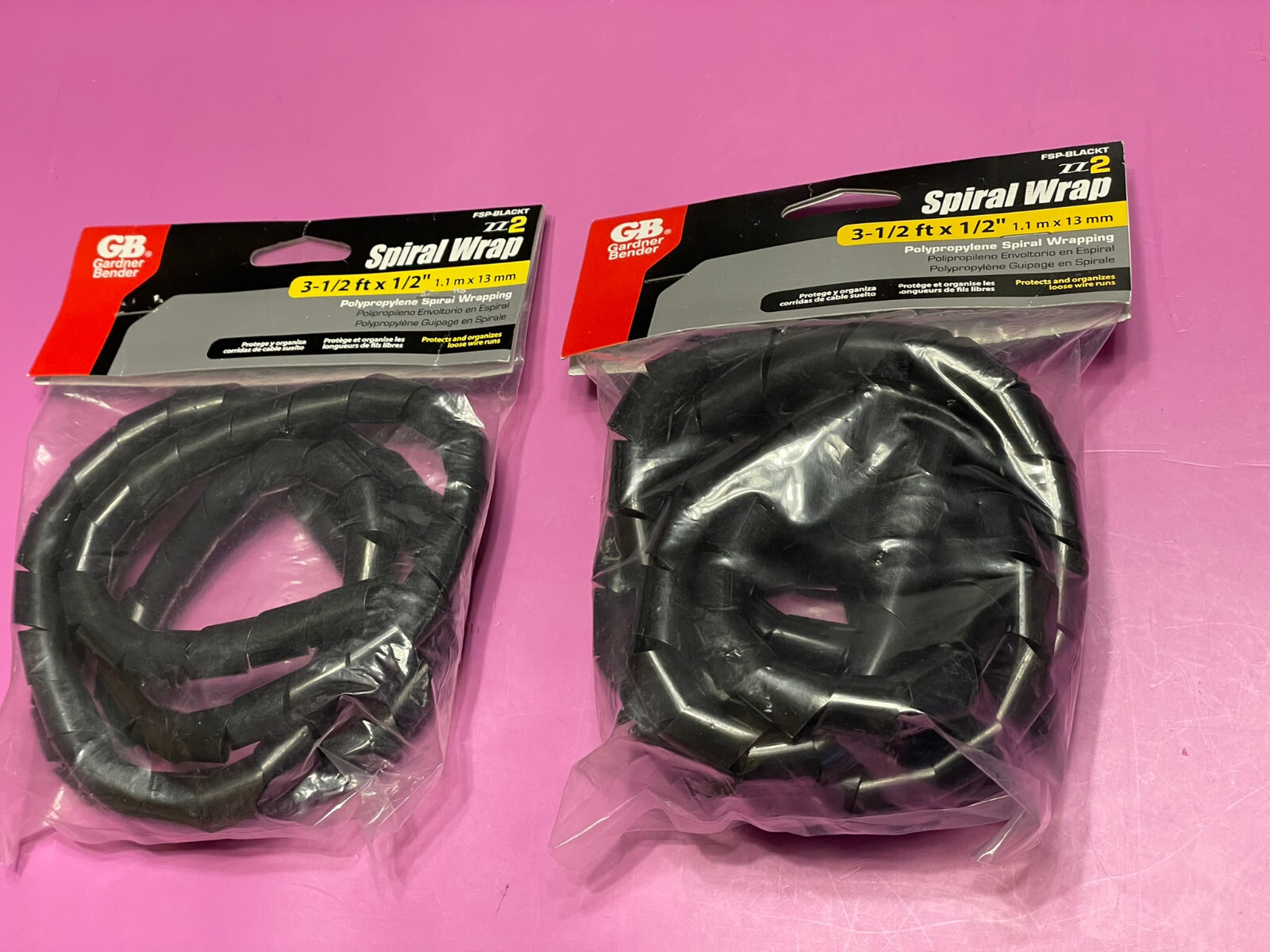 Gardner Bender Spiral Wrap 3.5ft x 1/2" Cable Organizer (2-Pack, 1 Bonus) NEW