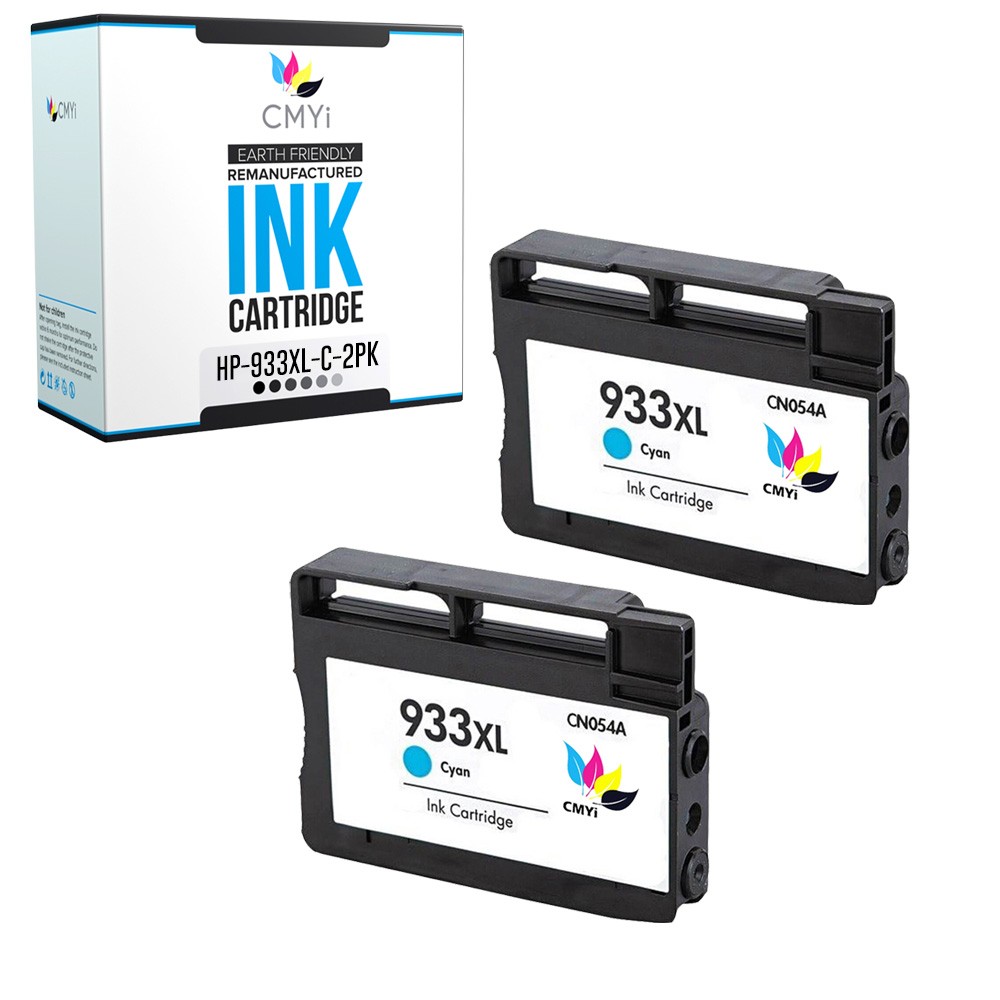2PK CMYi Compatible 933 XL Cyan Ink Cartridges for HP OfficeJet 7510 7610 7612