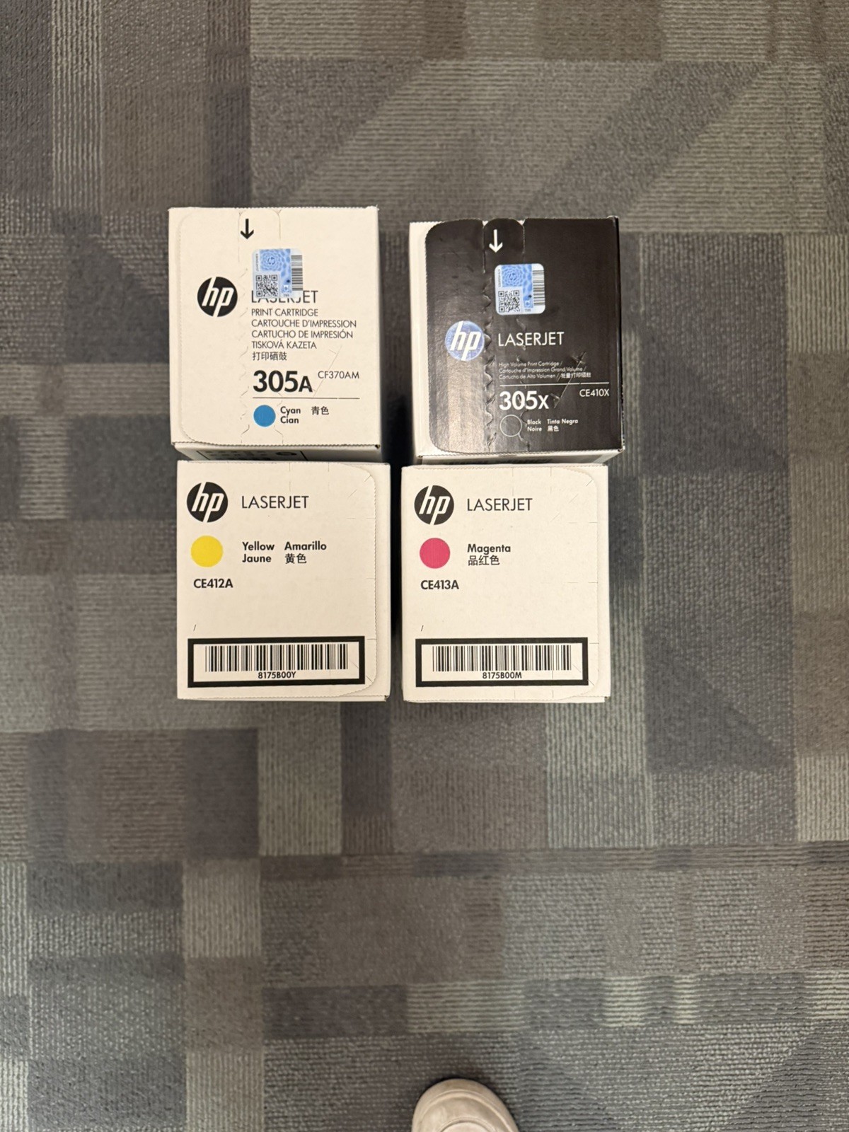 4-Pack Genuine HP 305A Black, Cyan, Yellow, Magenta Toner Set
