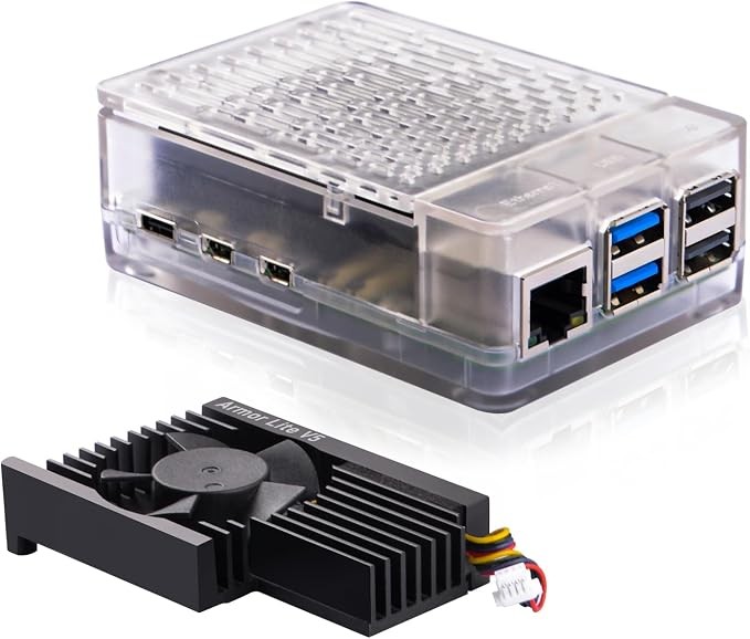 ABS Case with Armor Lite V5 Active Cooler for Raspberry Pi 5, Pi 5 Case with Alu