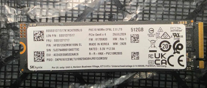 SK Hynix PVC10 512GB PCIe Gen4x4 NVMe SSD, M.2 2280