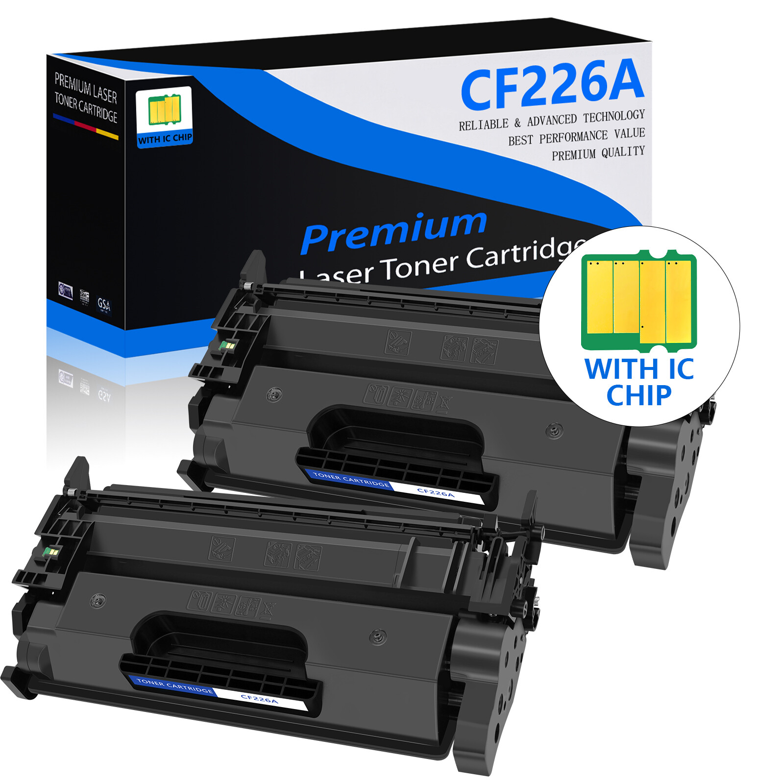 2 PK CF226A 26A Laser Toner Cartridge for HP LaserJet Pro MFP M426 MFP M402dw