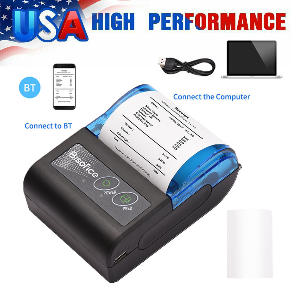 Mini 58mm Handheld USB & BT Wireless Pocket POS Thermal Receipt Label Printer