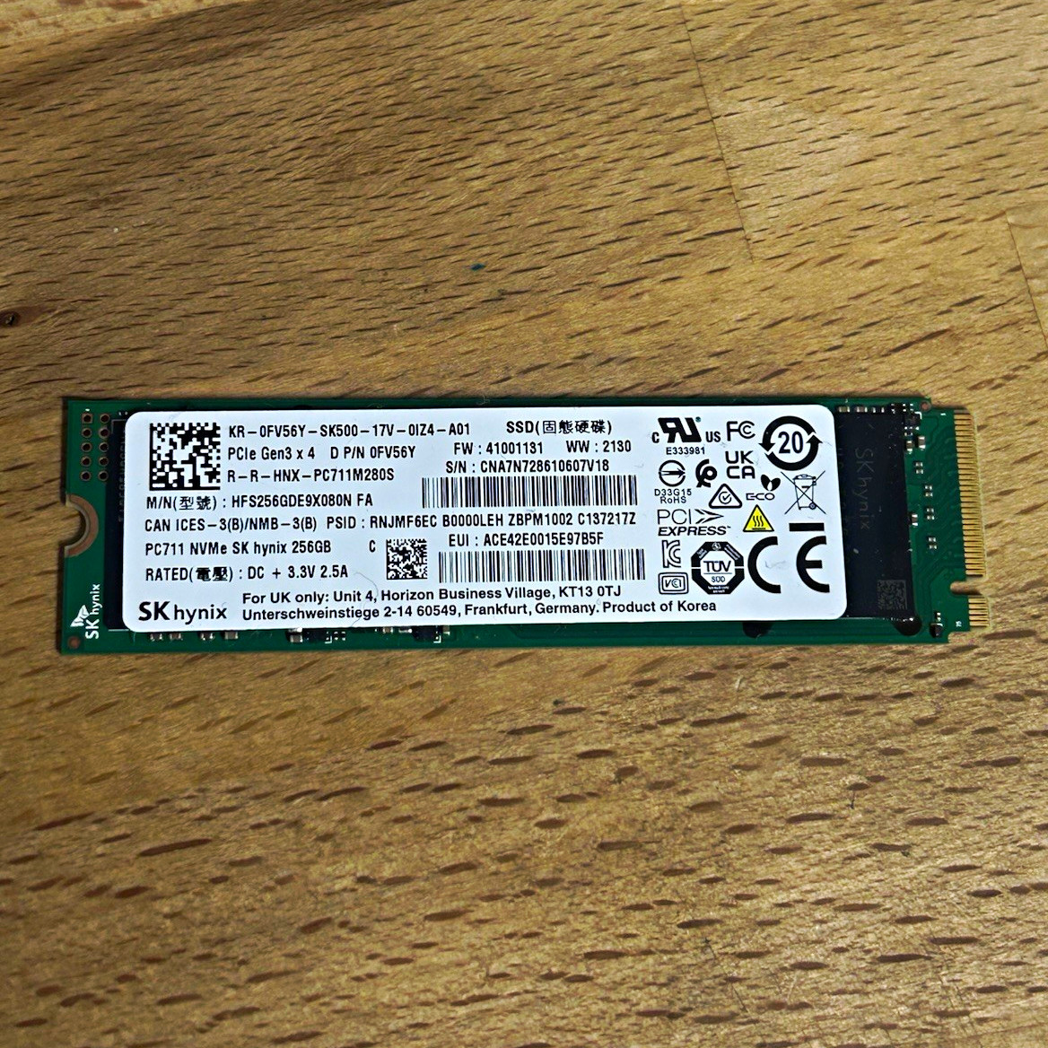 SK hynix PC711 256GB M.2 2280 NVMe PCIe 3.0 x4 Internal SSD for PC