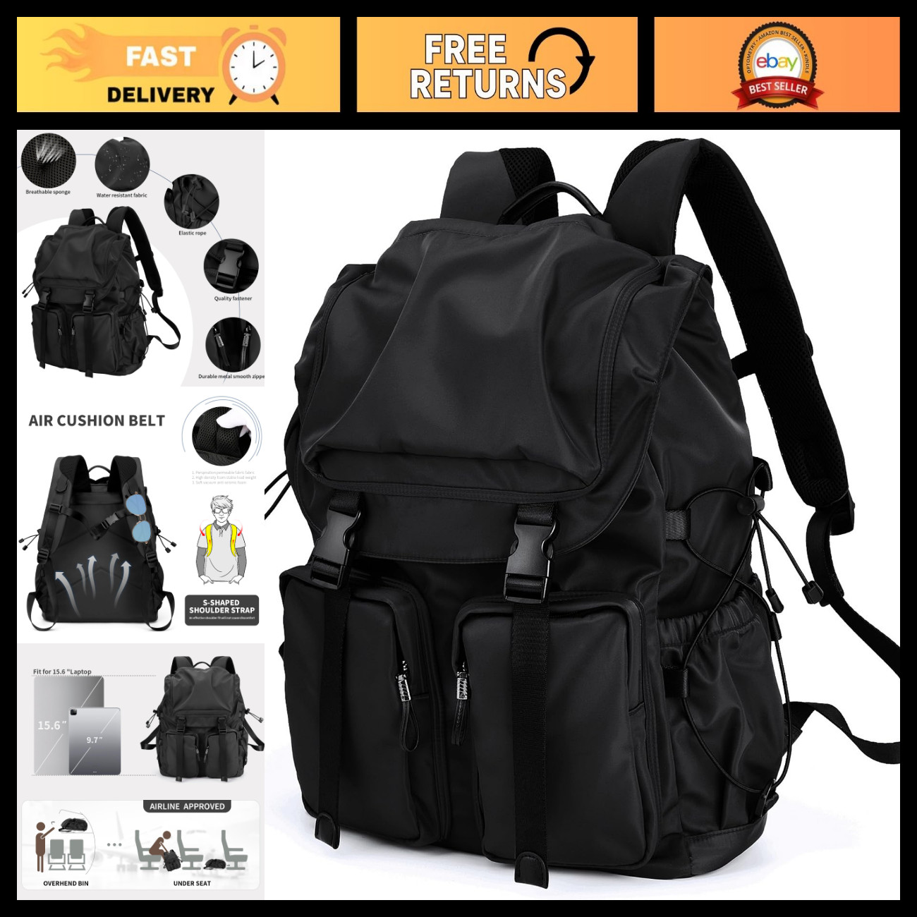 30L Travel Laptop Backpack for Men & Women, Fits 17.3" Notebook, Durable & Styli