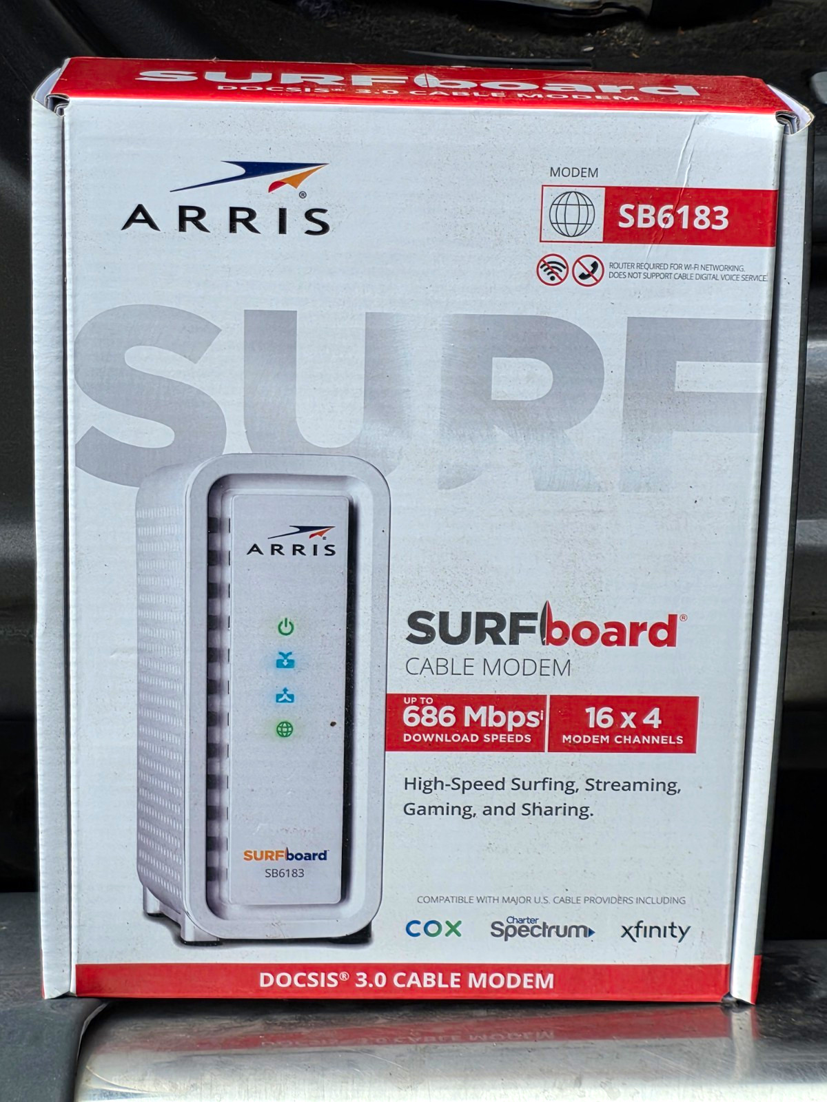 ARRIS SURFboard SB6183 DOCSIS 3.0 Cable Modem 686 Mbps 16x4 Gaming
