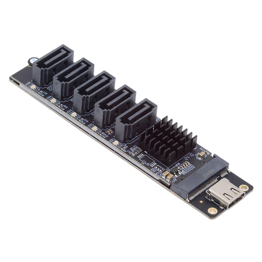 CY USB-C 10Gbps to NGFF Key B+M SATA 6Gbps 5 Ports Adapter PM Port Multiplier