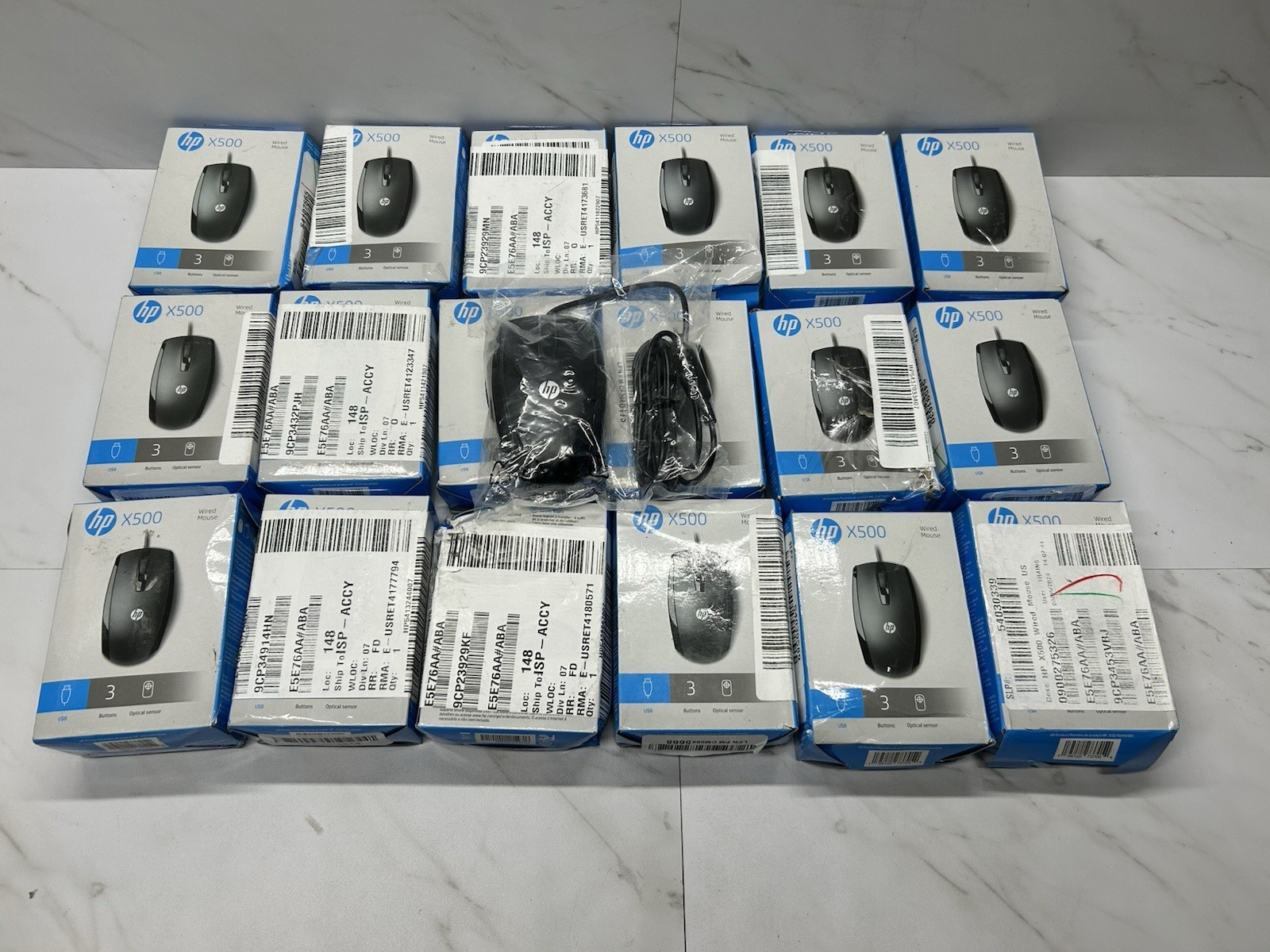 Lot of (18) HP X500 Wired USB Mouse for Windows PC Desktop, Laptop, Mac