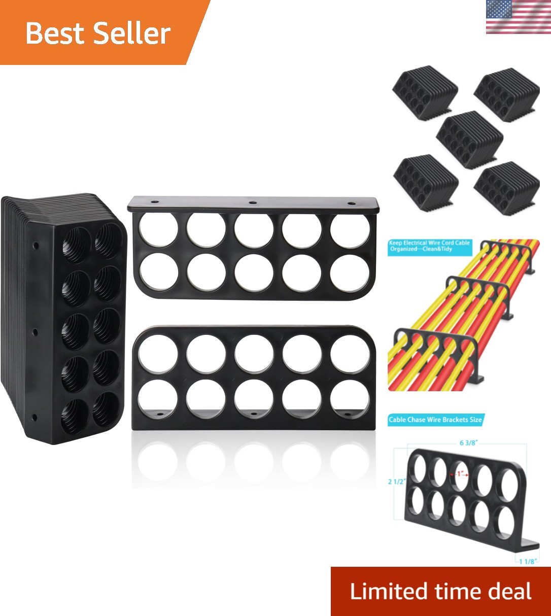 50Pack Cable Chase Wire Bracket,Cable Chase Bracket Support Organizer for NMB...