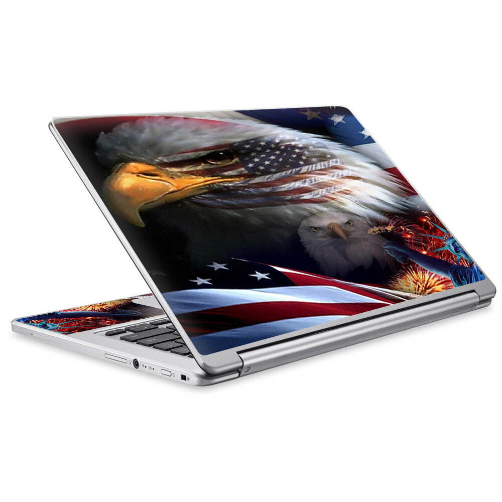 Skins for Acer Chromebook R-13 Decals wrap USA Bald Eagle in Flag