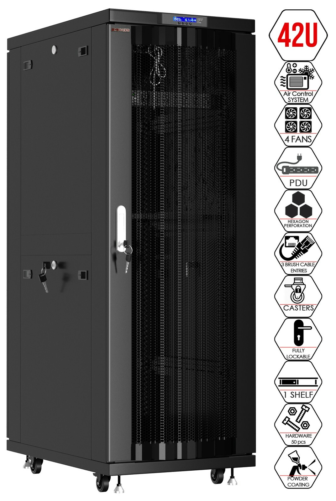 42U Server Rack Cabinet Network IT Data Enclosure Mesh Vented Doors - $190 BONUS