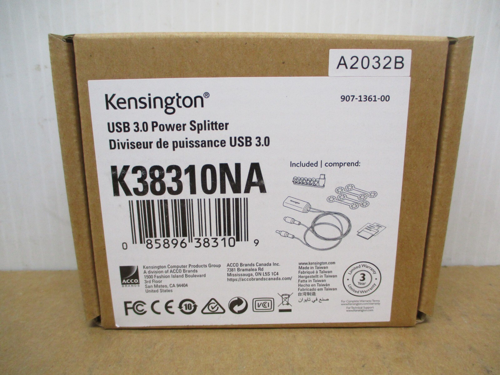 NEW Kensington 60W USB 3.0 Power Splitter K38310NA
