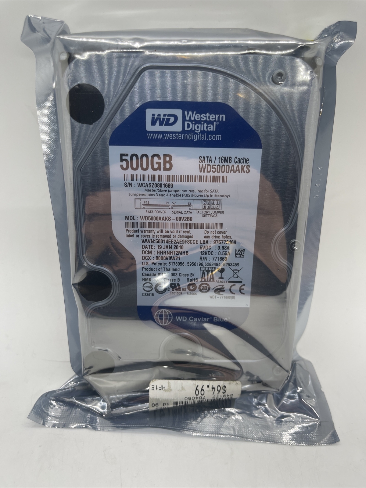 Western Digital WD5000AAKS-00V2B0 500GB DCM: DANNHT2MHB.   New