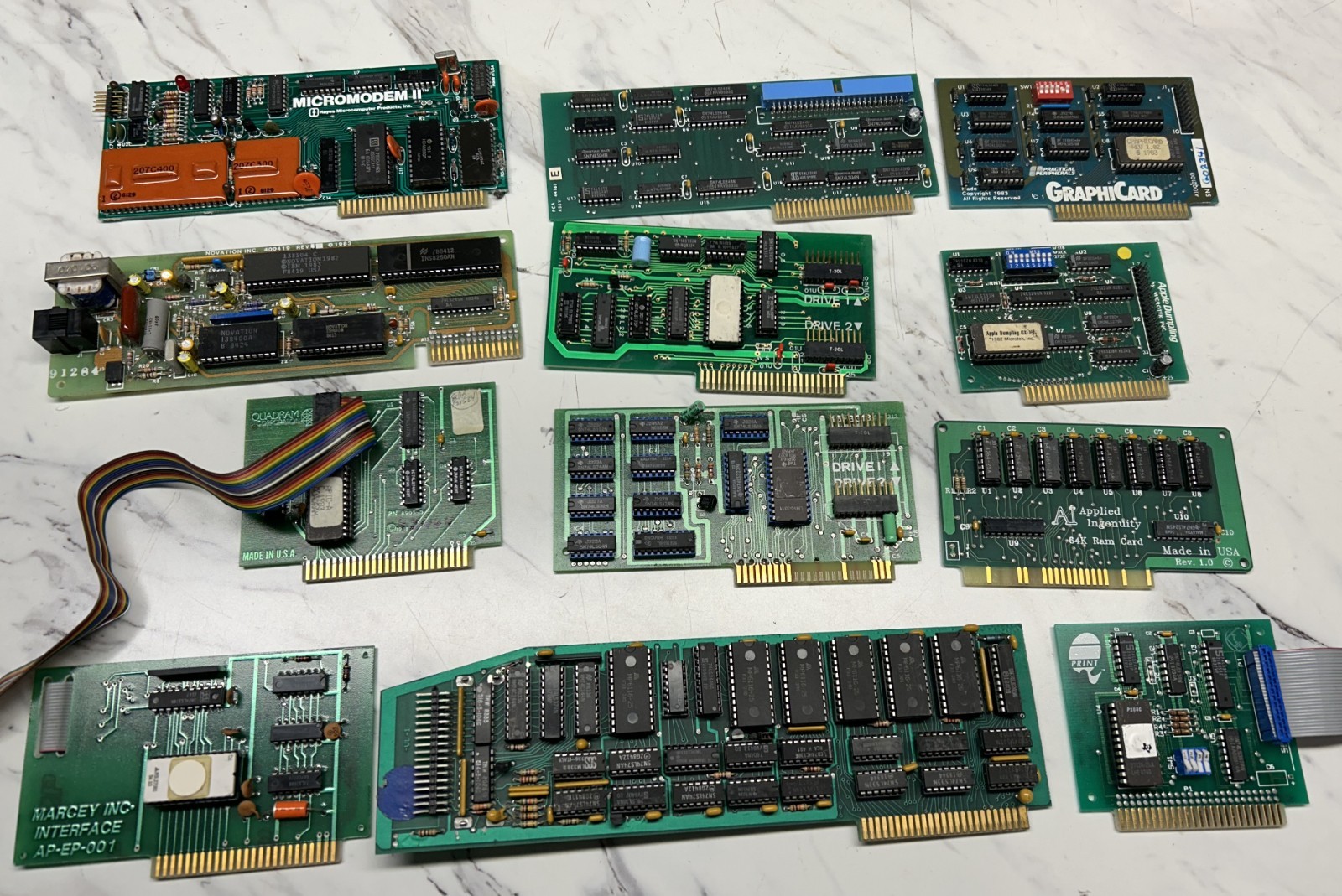 Lot of 11 Vintage Apple II Computer Boards + one PC  Jr Modem (see pics)