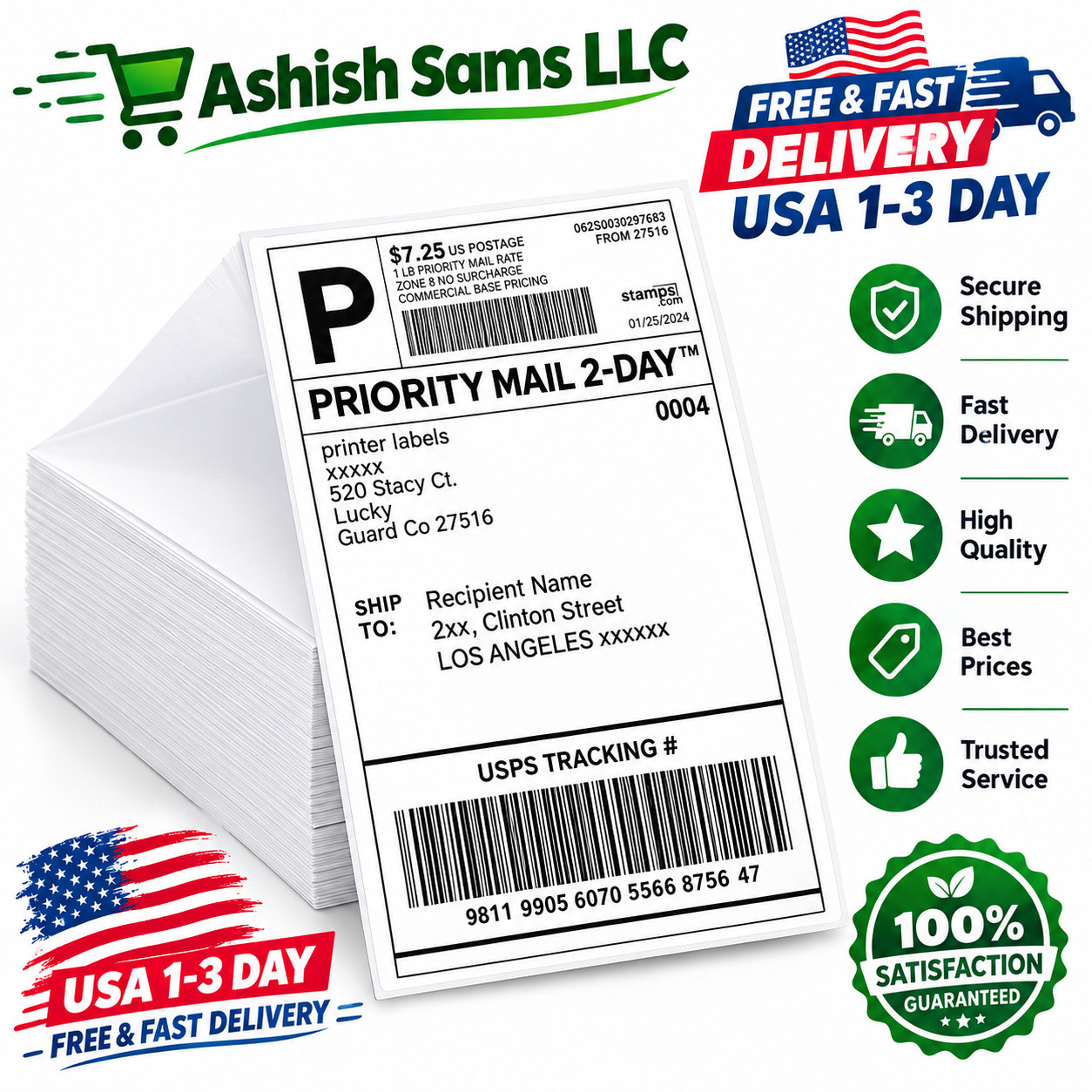 4x6 INCH 500 Sheet thermal Shipping label (Package of 1 Pack)