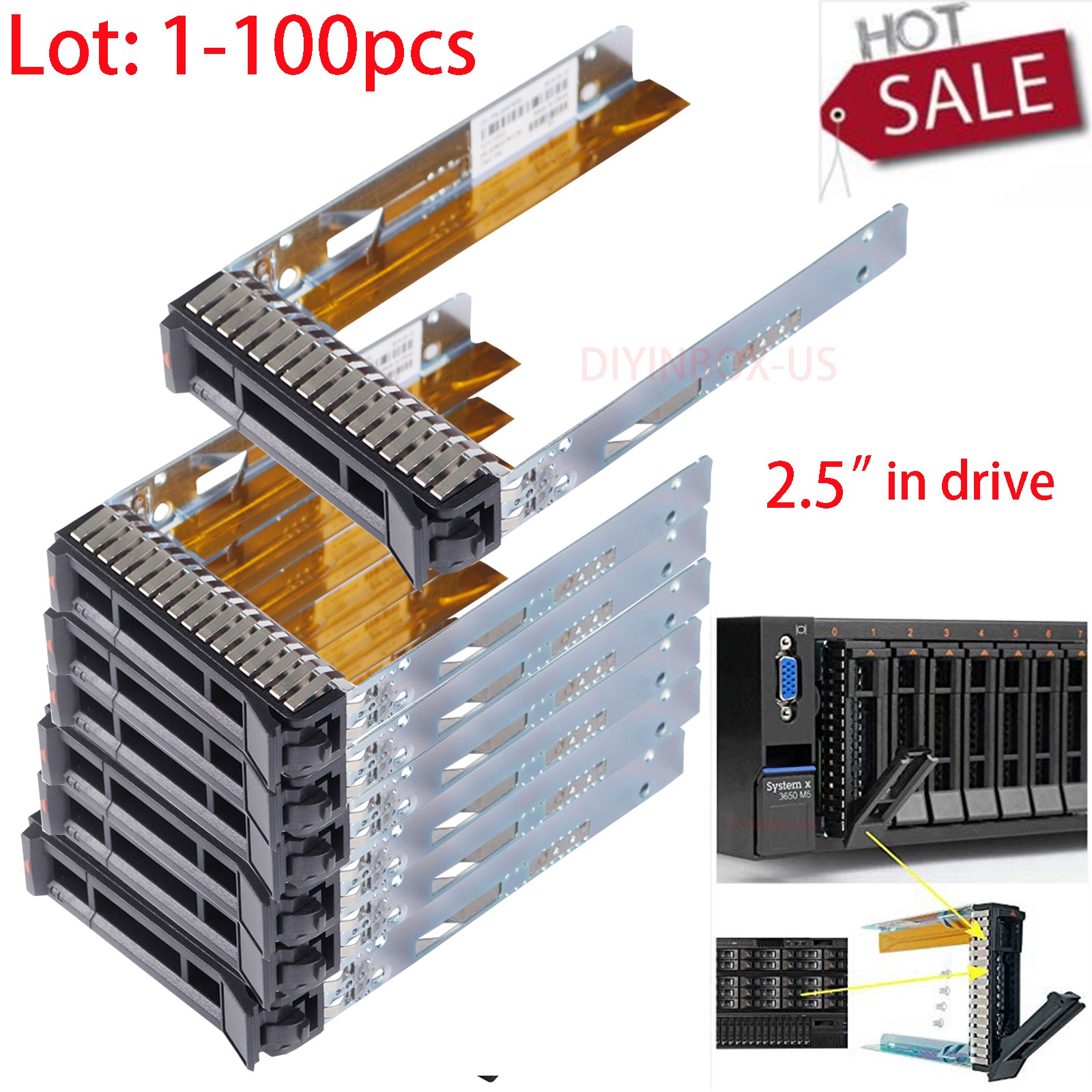 Lot 2.5" SAS/SATA Hard Drive Caddy Tray for IBM X3550 X3650 M5 L38552 00E7600