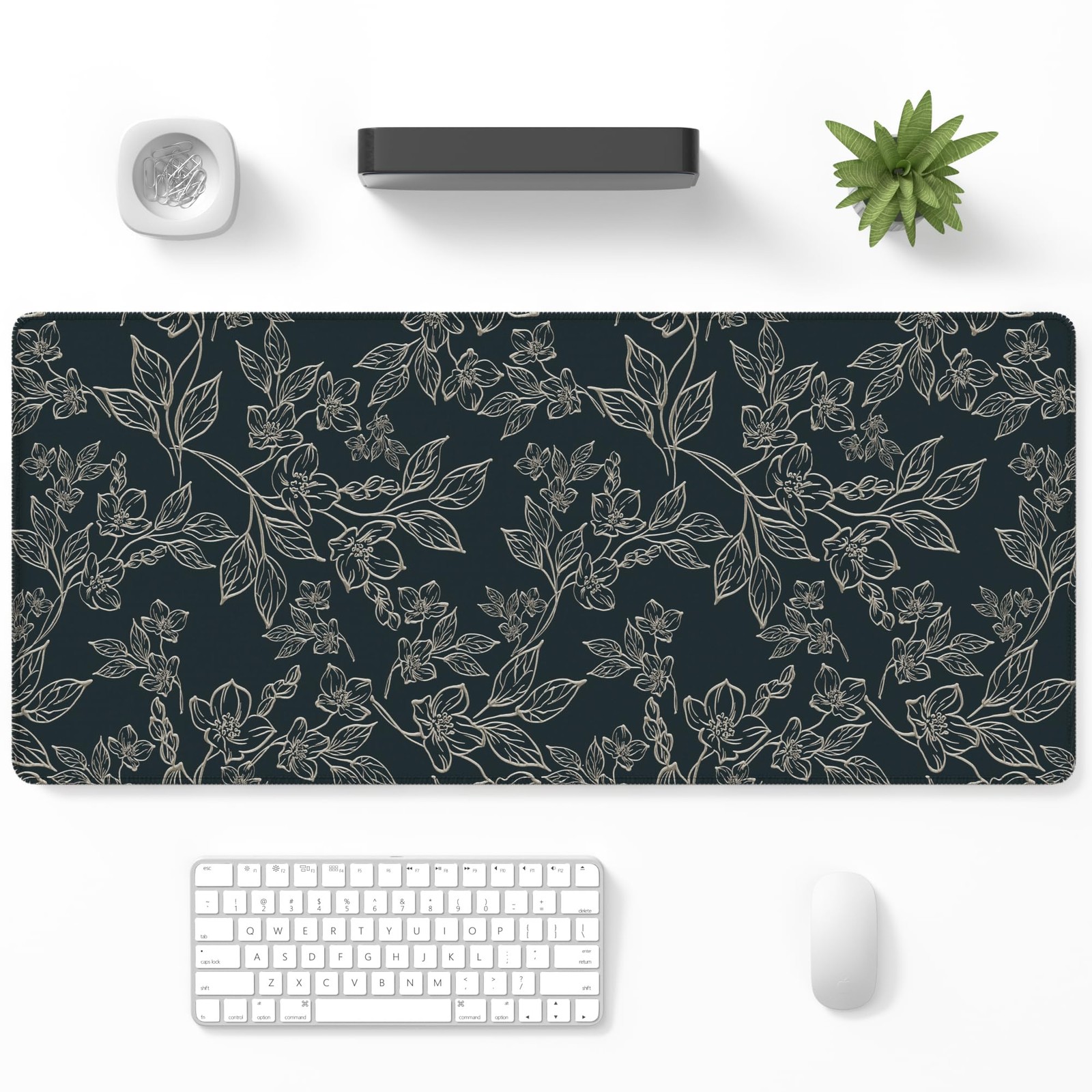 Niniubye Desk Mat, Large Gaming Mouse Pad, 32" x 12", Retro Line Floral | Wat...