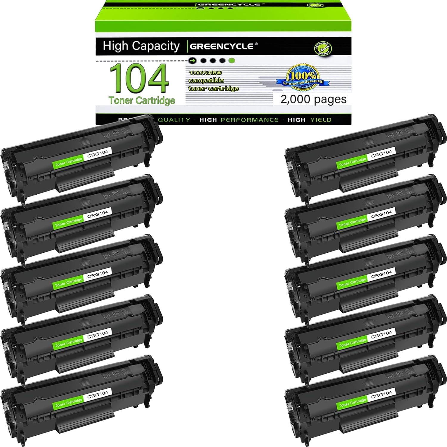 10PK Toner Fits for Canon 104 FX9 FX10 imageCLASS MF4130 MF4140 MF4690 L120 L160