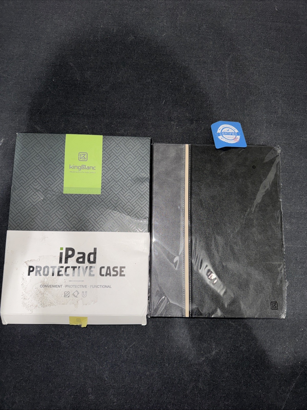 KingBlanc Book Style iPad A16 11th/10th Gen iPad Vintage Vegan Leather Cover 