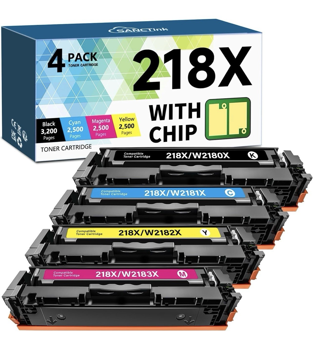 218X With Chip 4 Pack Color Toner for HP MFP 3201dw 3301fdw 3301cdw 3301sdw