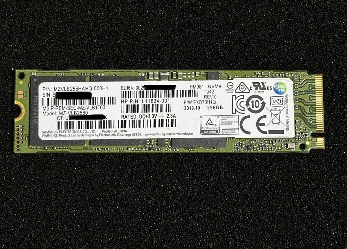 Samsung PM981 256GB M.2 NVMe PCIe 2280 SSD MZ-VLB2560 Tested Used Japan