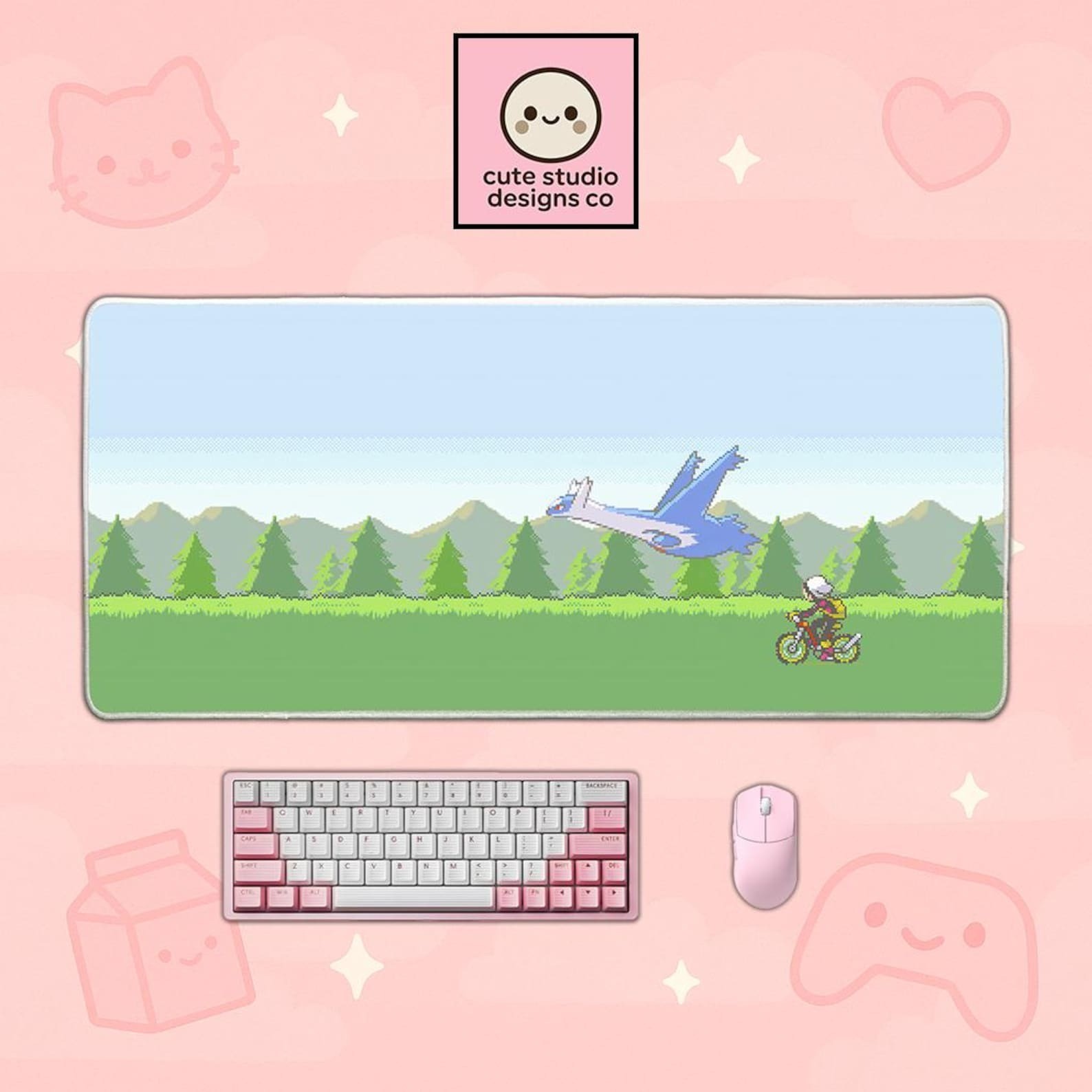 Latios Pixel Art Mousepad | Retro Pokémon Desk Mat | Hoenn Bike