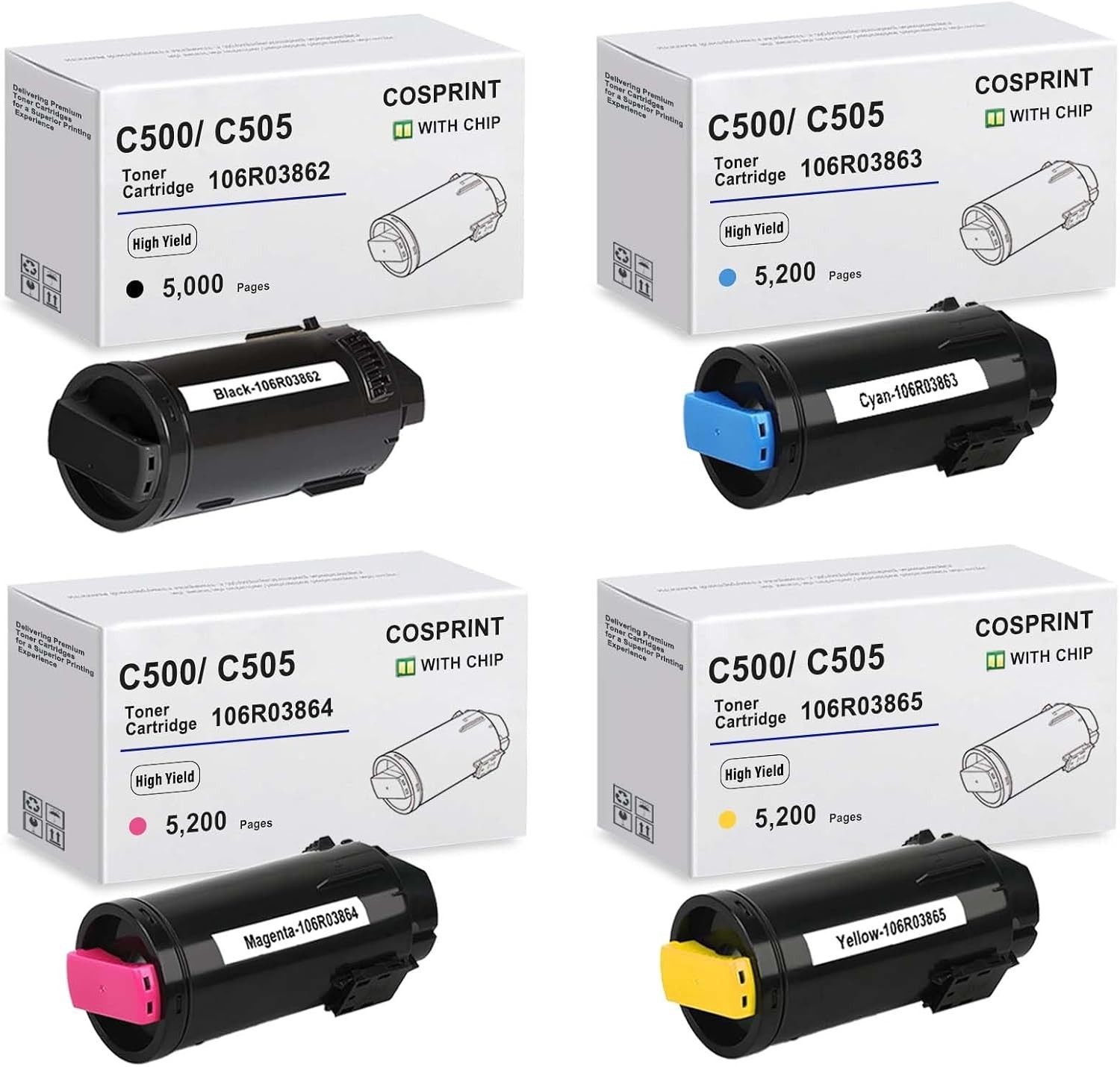 C500 C505 Toner Cartridges Xerox VersaLink 4-Pack BCMY BN 106R03862