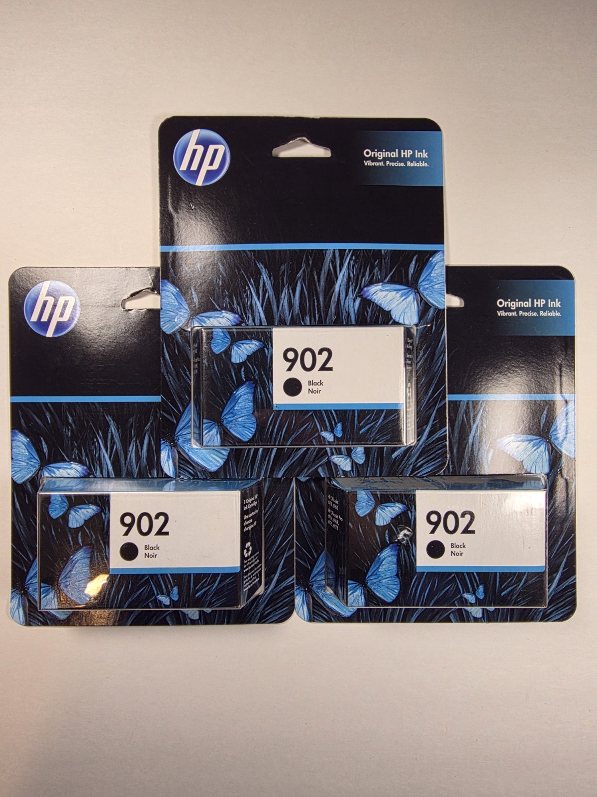 3 x Genuine HP 902 Black Ink Cartridge T6L98AN OEM NEW SEALED - Aug 2021